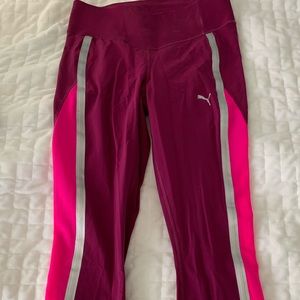 Red and Pink Puma Athletic Leggings